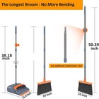 Broom And Dustpan Set Self Cleaning Stand Up Gray Orange