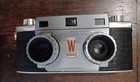 Wollensak Stereo 10 Vintage Stereo Camera Silver black W  Brown Leather Case