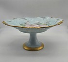 Vintage Dessert Cake Stand Yellow Blue Gold Pink Floral E a  Shay Porcelain 