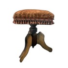 Antique Piano Organ Swivel Stool Maple Base Original Crushed Velvet Upholstery