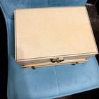 Vintage Vinyl Jewelry Box 2 Drawer Lift Top Red Velvet Mid Century Large