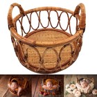 Newborn Photography Props Round Rattan Basket Baby Pose Photo Decor
