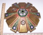 Vintage Art Deco Ceiling Light Stamped Brass 3 Bulb