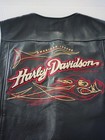 Harley Davidson American Legend Black Leather Embroidered Vest Size Medium 