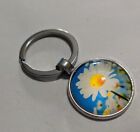 Daisy Keychain Metal Glass Silver Plated Movie Key Chain Cosplay Flower Usa