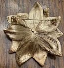 Gold Tone Well Made Christmas Poinsettia Holiday Brooch Pin Rhinestone Center