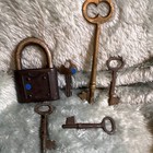 Vintage Padlock With Assorted Skeleton Keys Antique Lock Lot