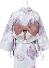Japanese Yukata Set Women Cotton Kimono Summer Festival Floral Purple Obi Belt