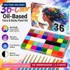 Face Body Paint Kit 36 Colors  11 Uv Neon Glow  10 Brushes For Halloween