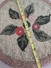 Lot Of 2 Hand Hooked Round Chair Pads  Floral   Geometric Designs  Approx 12 In