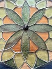 Vintage Stained Glass Floral Octagon Window Panel Sun Catcher Blue Border 14x14
