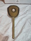 Antique Brass Hand Held Vanity Mirror 13 Inch Victorian Floral Broach Beautiful 