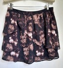 Silence   Noise Floral Layered Ruffle Mini Skirt Back Zip Black Size 2