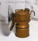 Justrite Streamlined Miners Work Hat Helmet Carbide Lamp Lantern Light Brass Usa