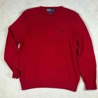 Polo Ralph Lauren Lauren Men s Red 100  Pima Cotton Knit Crewneck Sweater Euc