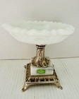 Vtg Marble  Milk Glass 5    Pedestal Ashtray candy Or Trinket Dish Made In Taiwan