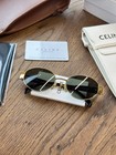 New Metal Triomphe Celine Cl40235u Gold green Lens Oval Women s Sunglasses
