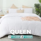 Queen White Duvet Cover Set  3-piece Soft Microfiber With Zipper