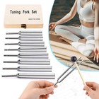 8pcs 256 288 320 341 384 426 480 512 Hz Tuning Fork Set Sound Healing Wooden Box