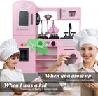 Play Kitchen  Pink Kids Kitchen Set For Girls Kitchen Set For Kids Ages 6-8 Gift