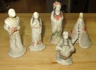 Antique Set Of Miniature Native American Indian Ceramic Figures W  Teepee