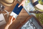 Rfid Blocking Leather Passport Holder Wallet Case For Travel - Navy Blue