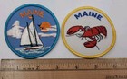 Vtg State Of Maine Embroidered Patch Lobster   Sailboat Round 3  Iron On Lot 2