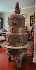 Rare Antique Tibetan Temple Bronze Filigree Gilt Censer - 42  Cover With Base