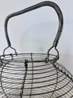 Vtg French Farmhouse Wire Egg Basket W  Coiled Fixed Handle  Footed