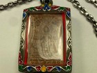 Thai Buddha Amulet In Metal Enameled Case And 28  Non-tarnish Necklace