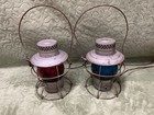 Two Vintage Nycs Handlan St Louis Railway Lanterns Red And Blue Lens Electrified
