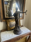 Large 19thc French Victorian Antique Bronzed Spelter Statue - Sign  Louis Moreau