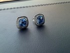 David  yurman 7mm Albion Blue Topaz Stud   Pav   925 Sterling Silver Earrings