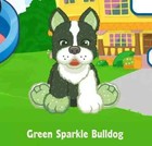 Webkinz Green Sparkle Bulldog Deluxe Promo Pet  - Code Only Virtual Daybed Psi