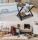 Folding Luggage Rack For Guest Room  Metal Foldable Suitcase Stand Holder Wit   