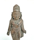 Vintage Old Antique Rosewood Hand Carved Wooden Goddess Laxmi Idol Figure Statue