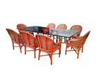 Vintage Mcguire Rattan Dining Table With Eight Chairs