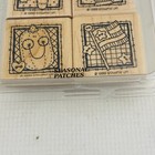 Stampin  Up  Seasonal Patches 4 Stamp Set 1999 Wood Mounted W case