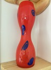 Signed Shafaq Malik Red Hourglass Czech Art Glass  Vase 15     Barovier And Toso