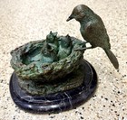 Antique Bronze P  Chenet Unsigned Sculpture Bird Feeding Its Young
