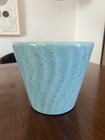 Vintage Uspop  Speckled Turquoise Blue Ceramic Swirl Pot Planter Pottery Mcm