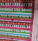 Handmade Fleece Baby Blanket Satin Trim Pink Back Hand Tied Security Blanket 
