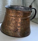 Antique Vtg Hand Hammered Copper Hearth Pot Pipkin  Tinned Interior  Iron Handle