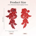 2pcs Handmade Rhinestone Beaded Applique Patches 7  X 4  Red