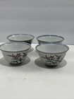 Antique Japanese Hand-painted Porcelain Set Of 4 Tea Bowls  Old Imari Ware  19c