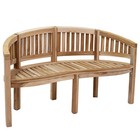 Curved Teak Wood Outdoor Garden Bench For Patio  59    W  Brown By Sunnydaze