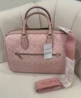 Coach Rowan Large Satchel Bag In Signature Canvas Powder Pink Ca077