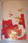 New Christmas Paper Tablecloth Table Cover 54x89 Poinsettia Red Green White Xmas