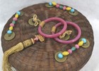 Antique Basket W lid Beaded  Tassels  Coin  Round 10x4 Original  1920 Asian