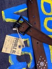 Rrl Double Rl Leather Studded Belt Oval Etched Buckle Western Vintage Sz36